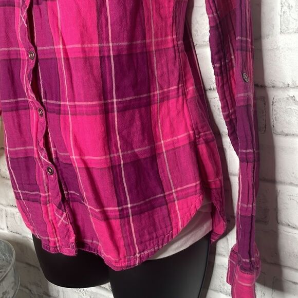 Columbia Cotton Flannel Plaid Button Down Shirt Top Oversized XS - Picture 4 of 7